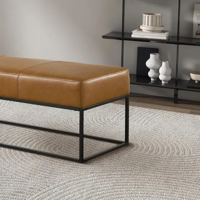 Alt view image 5 of 7 - Odessa Tan Leather Bench