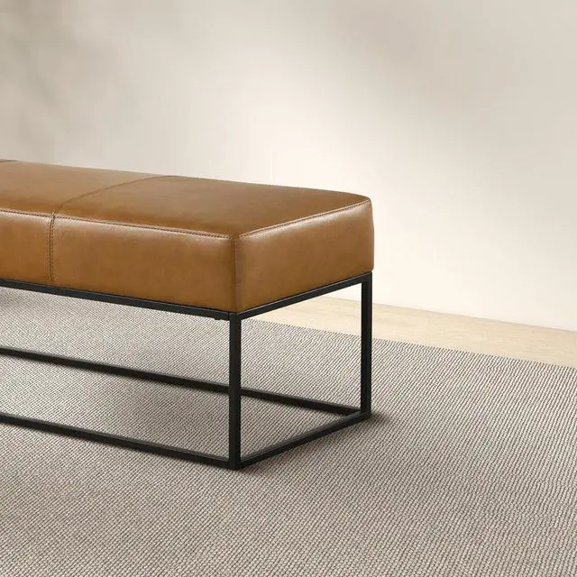 Alt view image 6 of 7 - Odessa Tan Leather Bench