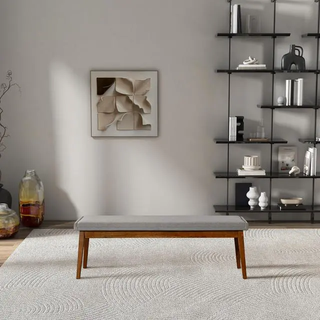 Alt view image 4 of 7 - Warren Bench in Ash Grey Fabric