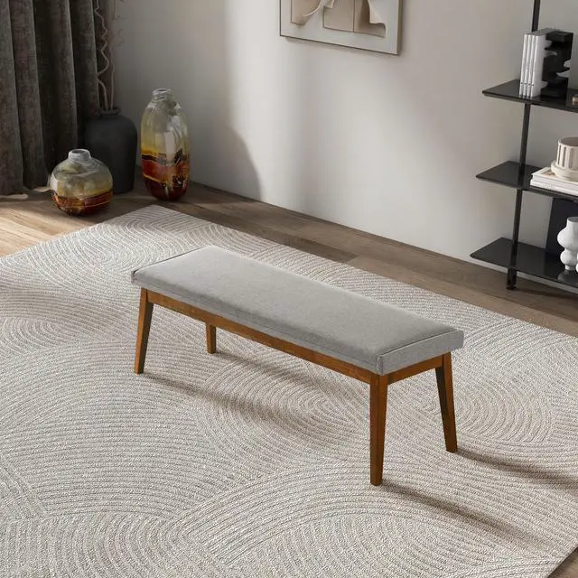Alt view image 6 of 7 - Warren Bench in Ash Grey Fabric