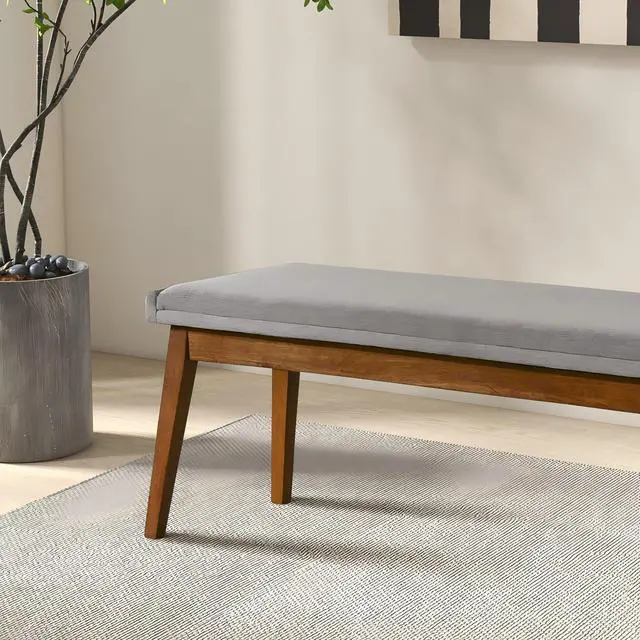 Alt view image 3 of 7 - Warren Bench in Ash Grey Fabric