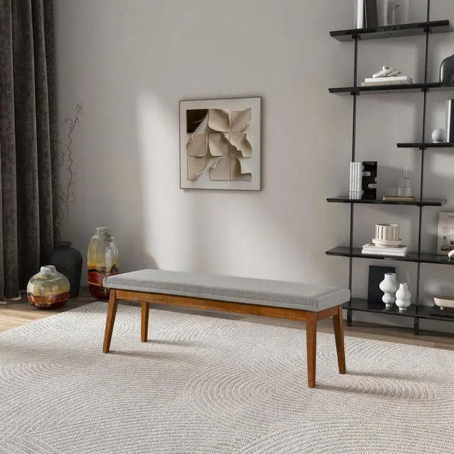 Alt view image 5 of 7 - Warren Bench in Ash Grey Fabric