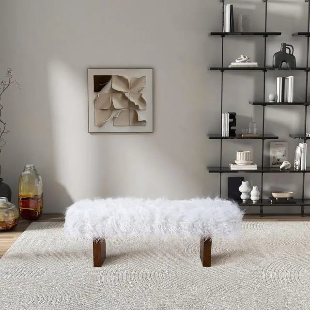 Alt view image 2 of 5 - Henley Bench in White Khaki Fur