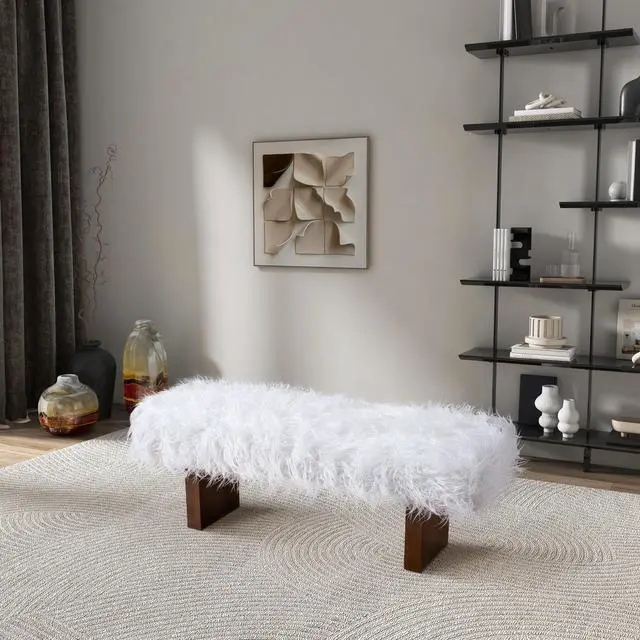 Alt view image 3 of 5 - Henley Bench in White Khaki Fur
