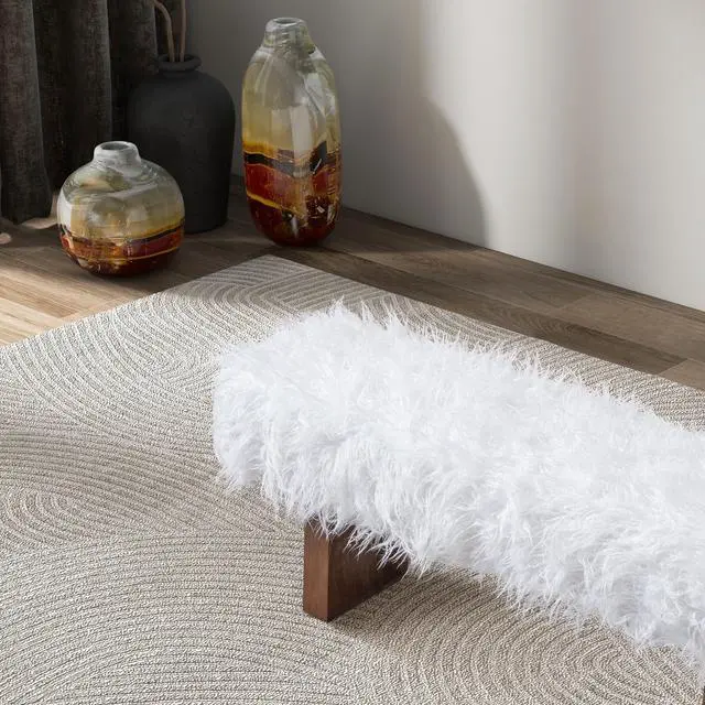 Alt view image 5 of 5 - Henley Bench in White Khaki Fur