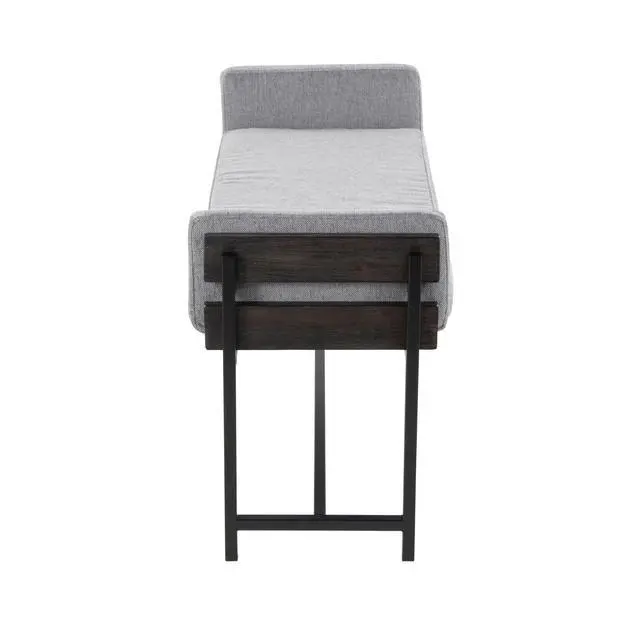 Alt view image 2 of 5 - 18" Bench with Black Metal, Grey Wood and Light Grey Fabric
