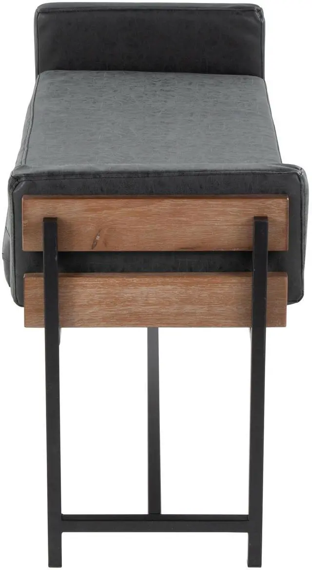 Alt view image 2 of 5 - 18" Bench with Black Metal, Brown Wood and Black Faux Leather