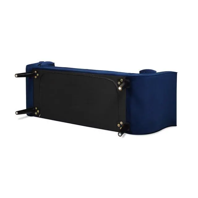 Alt view image 4 of 7 - Alma Tufted Flared Arm Entryway Bench, Navy Blue Velvet