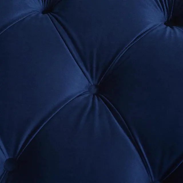 Alt view image 3 of 7 - Alma Tufted Flared Arm Entryway Bench, Navy Blue Velvet