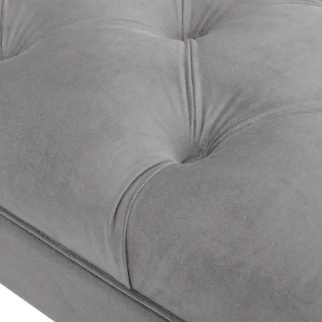 Alt view image 2 of 7 - Alma Tufted Flared Arm Entryway Bench, Opal Grey Velvet