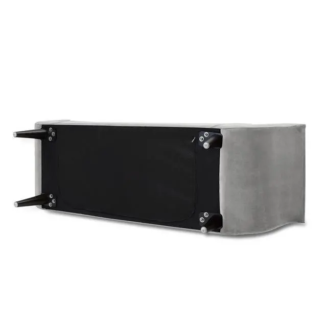 Alt view image 3 of 7 - Alma Tufted Flared Arm Entryway Bench, Opal Grey Velvet