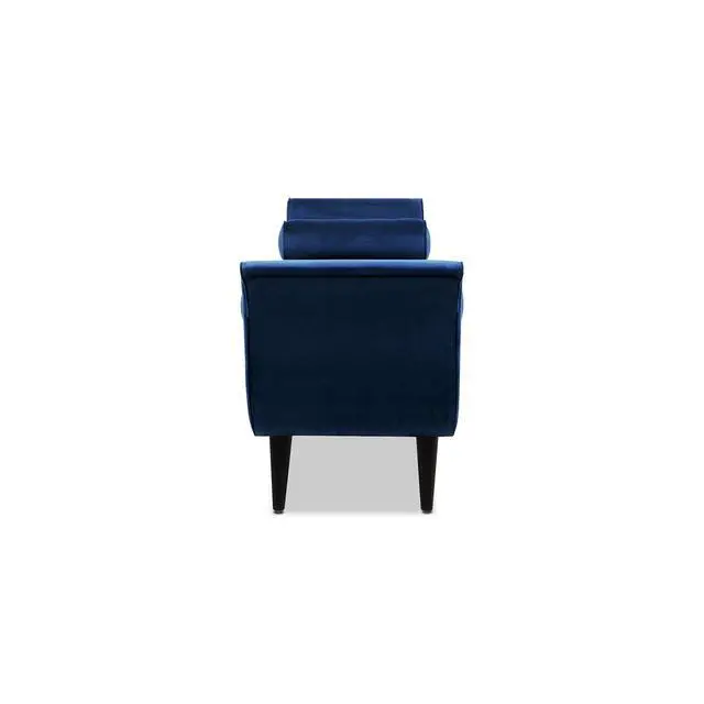 Alt view image 6 of 7 - Alma Tufted Flared Arm Entryway Bench, Navy Blue Velvet