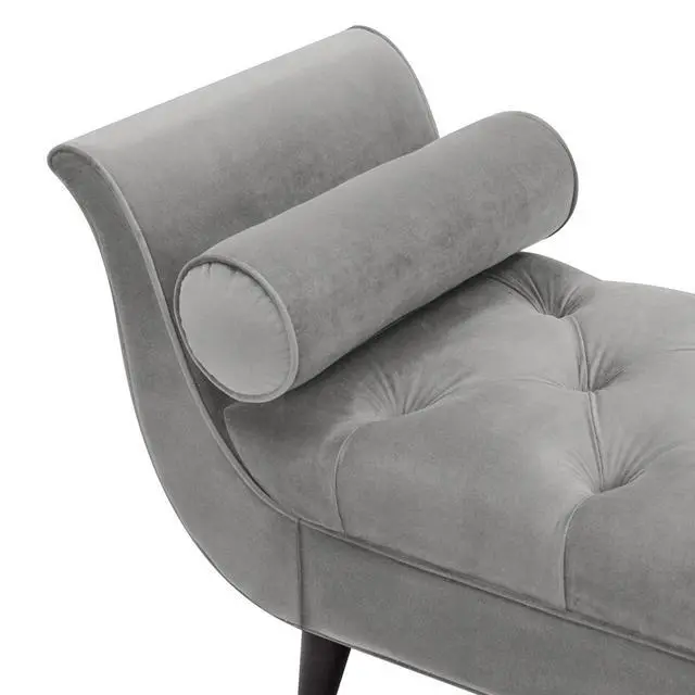 Alt view image 4 of 7 - Alma Tufted Flared Arm Entryway Bench, Opal Grey Velvet