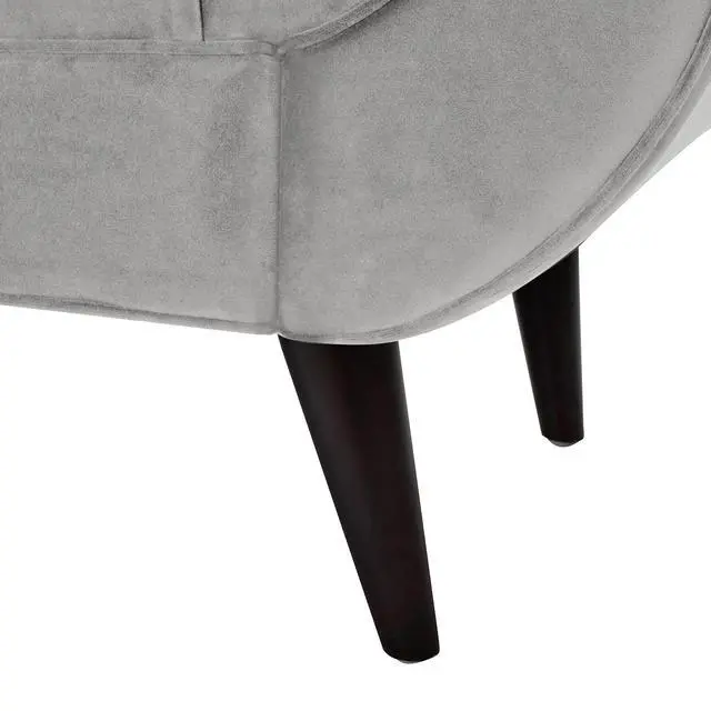 Alt view image 6 of 7 - Alma Tufted Flared Arm Entryway Bench, Opal Grey Velvet