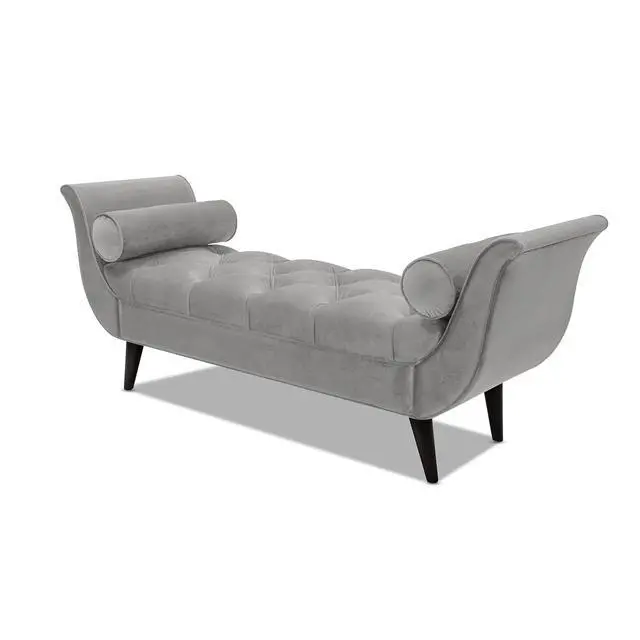 Alt view image 7 of 7 - Alma Tufted Flared Arm Entryway Bench, Opal Grey Velvet
