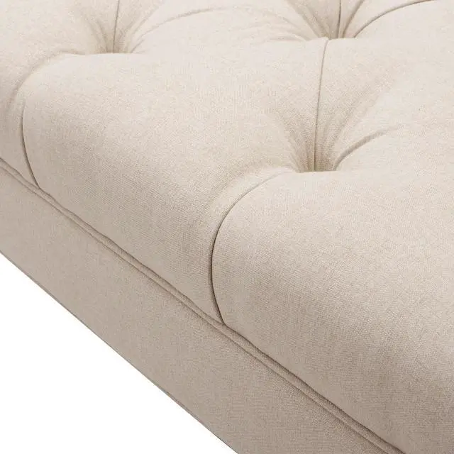 Alt view image 3 of 7 - Alma Tufted Flared Arm Entryway Bench, Sky Neutral Beige Polyester