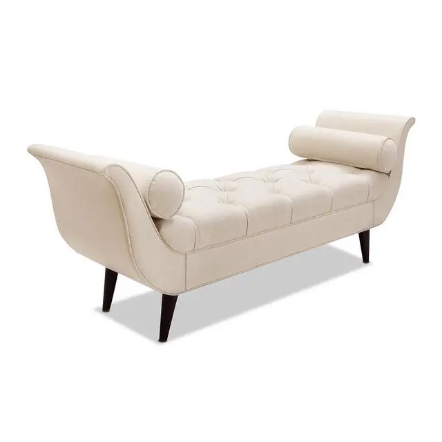 Alt view image 6 of 7 - Alma Tufted Flared Arm Entryway Bench, Sky Neutral Beige Polyester