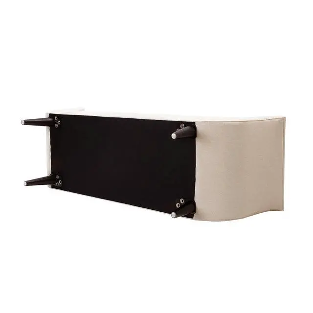Alt view image 5 of 7 - Alma Tufted Flared Arm Entryway Bench, Sky Neutral Beige Polyester