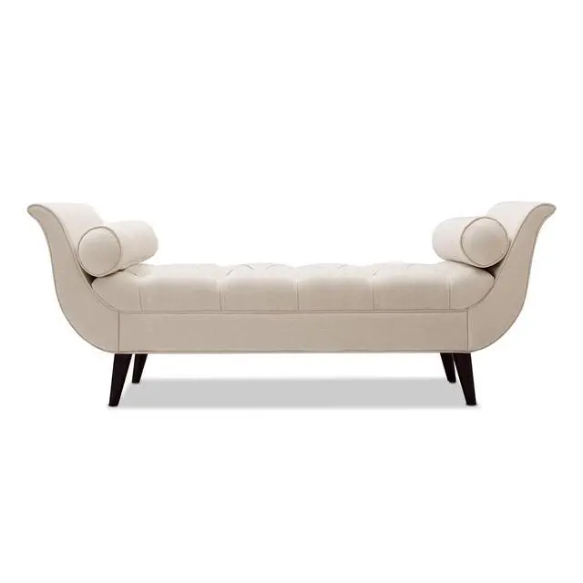 Alt view image 7 of 7 - Alma Tufted Flared Arm Entryway Bench, Sky Neutral Beige Polyester