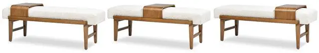 Alt view image 2 of 7 - Billie 52" Modern Telephone Bench with Sliding Shelf, Ivory White Boucle