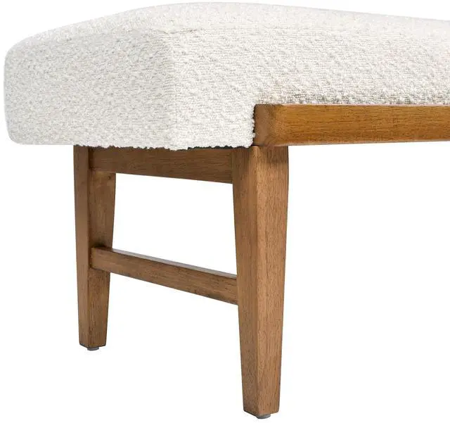 Alt view image 4 of 7 - Billie 52" Modern Telephone Bench with Sliding Shelf, Ivory White Boucle