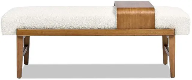 Alt view image 6 of 7 - Billie 52" Modern Telephone Bench with Sliding Shelf, Ivory White Boucle