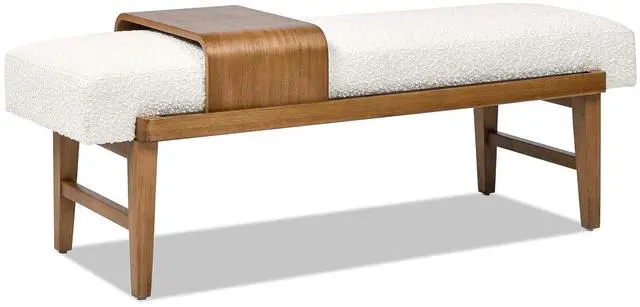 Alt view image 7 of 7 - Billie 52" Modern Telephone Bench with Sliding Shelf, Ivory White Boucle