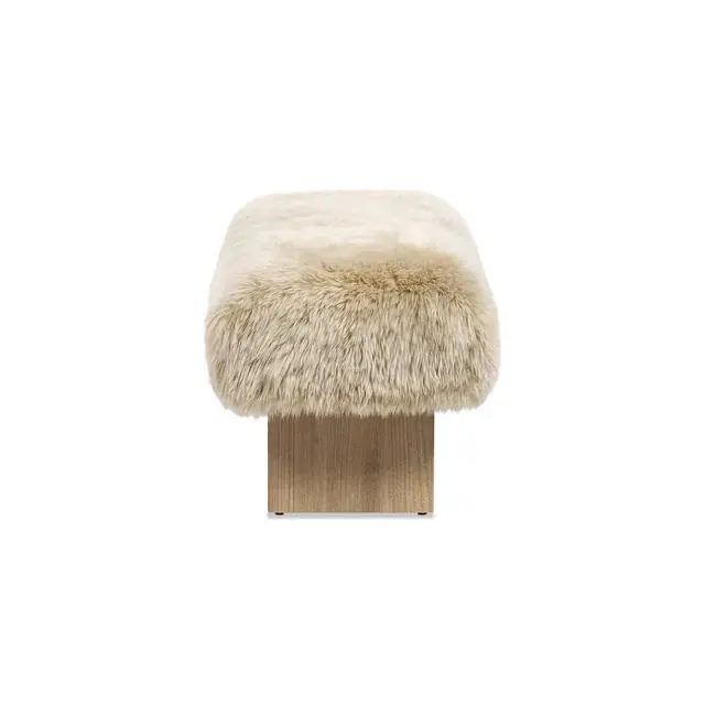 Alt view image 5 of 7 - Leda 49" Sheepskin Fur Rectangular Accent Bench, Natural Blonde Genuine Fur
