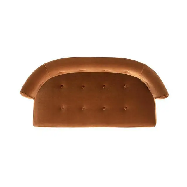 Alt view image 5 of 7 - Jared Roll Arm Tufted Bench Settee, Burnt Orange Performance Velvet