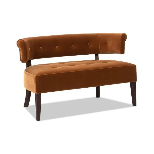 Alt view image 7 of 7 - Jared Roll Arm Tufted Bench Settee, Burnt Orange Performance Velvet