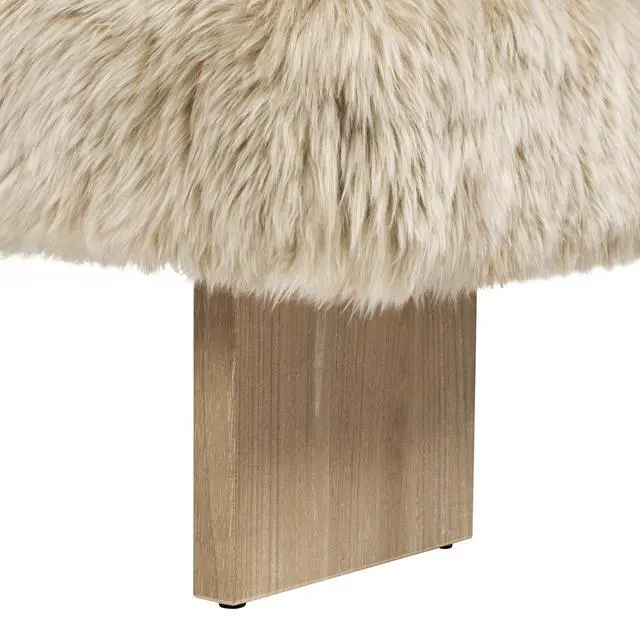 Alt view image 7 of 7 - Leda 49" Sheepskin Fur Rectangular Accent Bench, Natural Blonde Genuine Fur