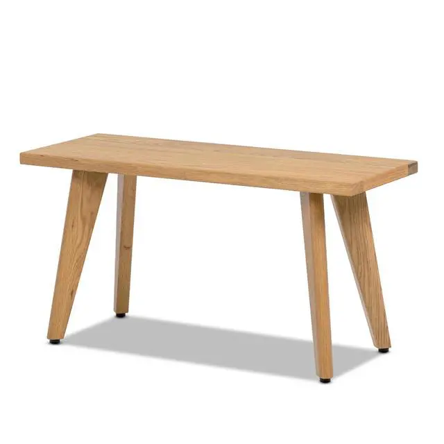 Alt view image 4 of 7 - Capri 35.5" Solid Red Oak Wood Bench, Natural Brown Red Oak