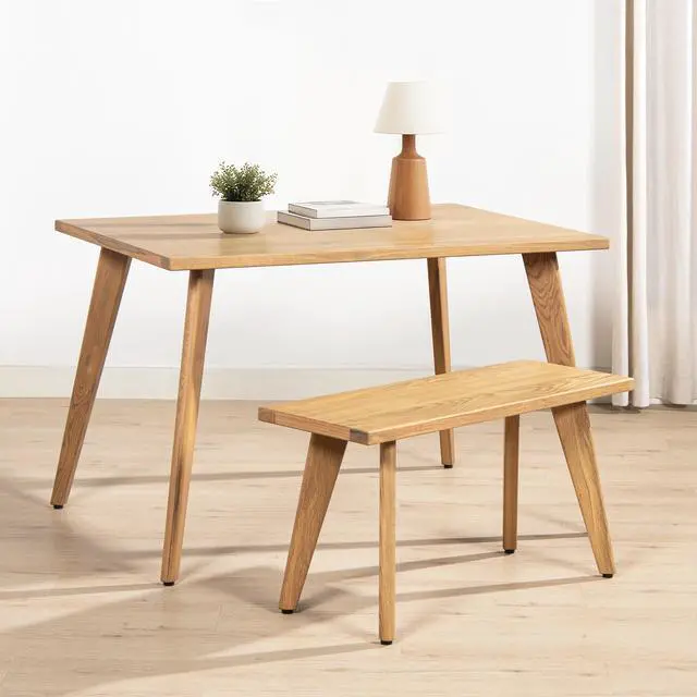 Main image of Capri 35.5" Solid Red Oak Wood Bench, Natural Brown Red Oak