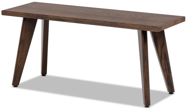 Alt view image 4 of 7 - Capri 41.5" Solid Red Oak Wood Bench, Dark Brown Red Oak