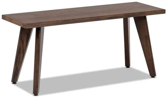 Alt view image 7 of 7 - Capri 41.5" Solid Red Oak Wood Bench, Dark Brown Red Oak
