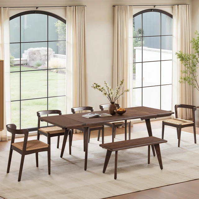 Alt view image 2 of 7 - Capri 41.5" Solid Red Oak Wood Bench, Dark Brown Red Oak