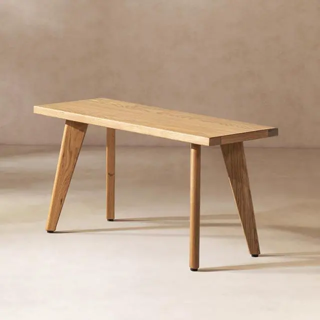 Alt view image 7 of 7 - Capri 35.5" Solid Red Oak Wood Bench, Natural Brown Red Oak