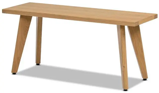 Alt view image 5 of 7 - Capri 41.5" Solid Red Oak Wood Bench, Natural Brown Red Oak