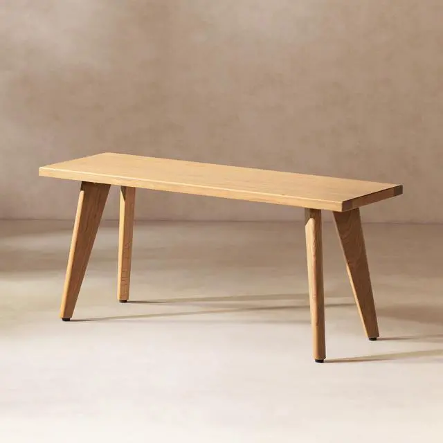Alt view image 4 of 7 - Capri 41.5" Solid Red Oak Wood Bench, Natural Brown Red Oak