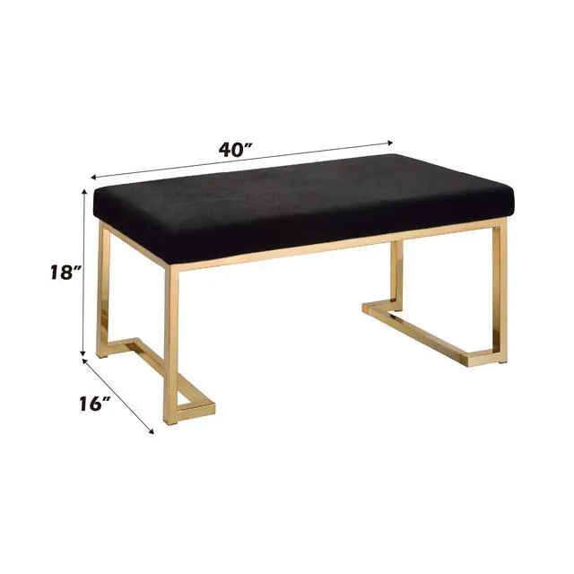 Alt view image 3 of 6 - Boice Black Fabric & Champagne Finish Bench