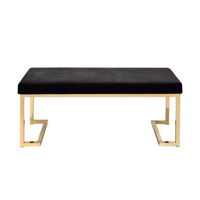 Alt view image 5 of 6 - Boice Black Fabric & Champagne Finish Bench