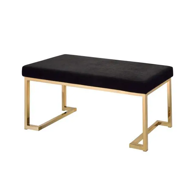 Alt view image 4 of 6 - Boice Black Fabric & Champagne Finish Bench