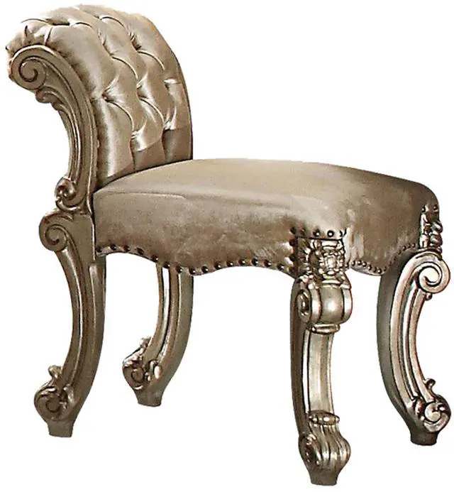 Alt view image 2 of 5 - Vendome Fabric, Gold Patina & Bone Finish Vanity Stool