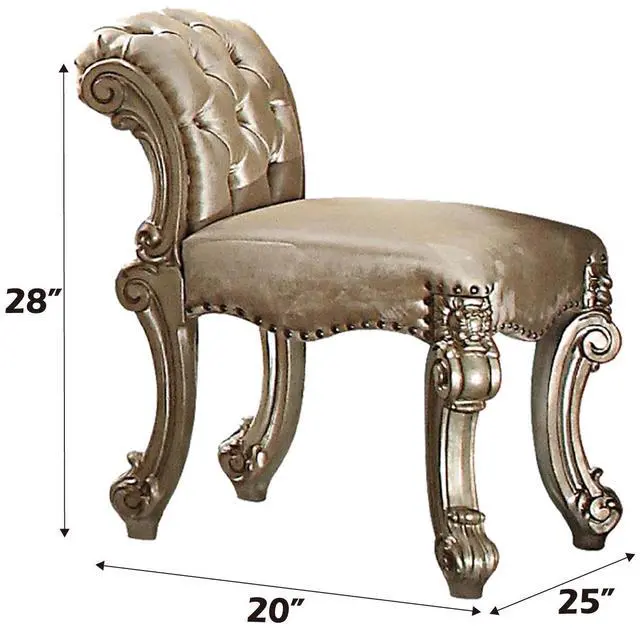 Alt view image 3 of 5 - Vendome Fabric, Gold Patina & Bone Finish Vanity Stool