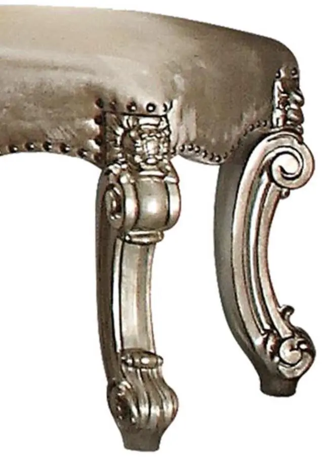 Alt view image 4 of 5 - Vendome Fabric, Gold Patina & Bone Finish Vanity Stool
