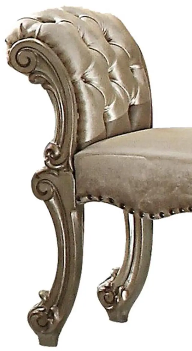 Alt view image 5 of 5 - Vendome Fabric, Gold Patina & Bone Finish Vanity Stool