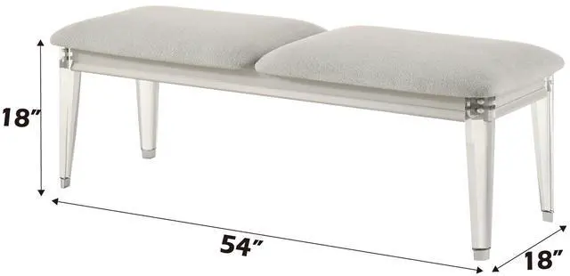 Alt view image 3 of 4 - Laveda Light Gray Boucle & Pearl White Finish Bench