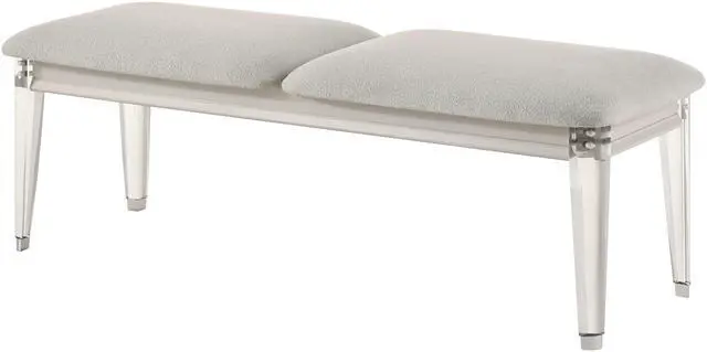 Alt view image 4 of 4 - Laveda Light Gray Boucle & Pearl White Finish Bench