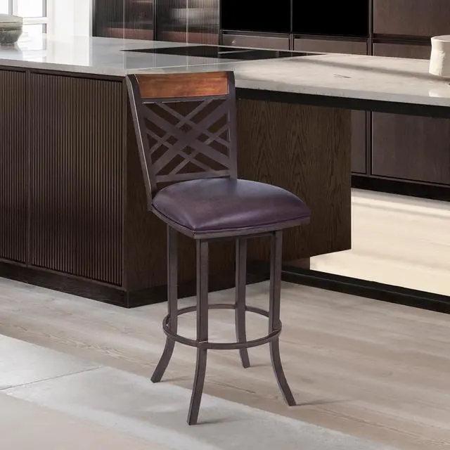 Main image of Mivara 30" Barstool in Auburn Bay finish with Brown Pu upholstery