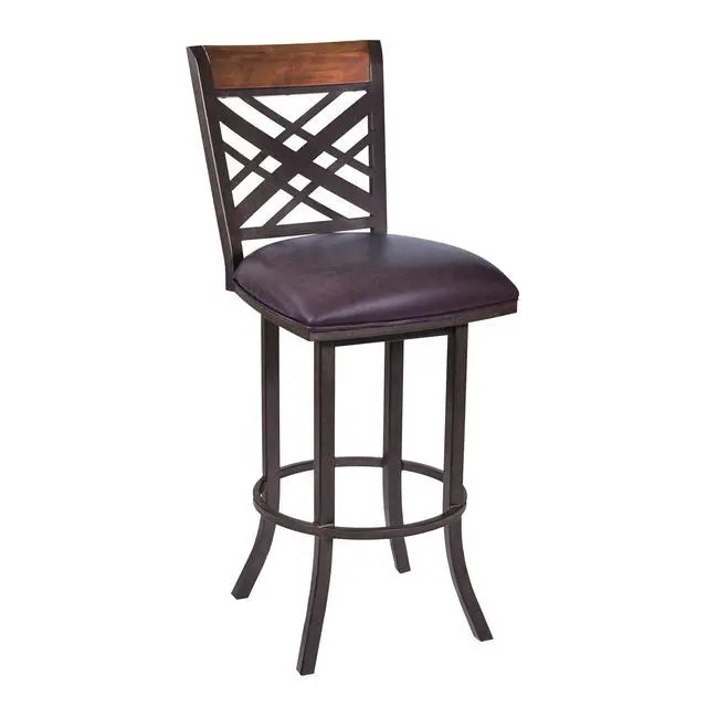 Alt view image 2 of 5 - Mivara 30" Barstool in Auburn Bay finish with Brown Pu upholstery